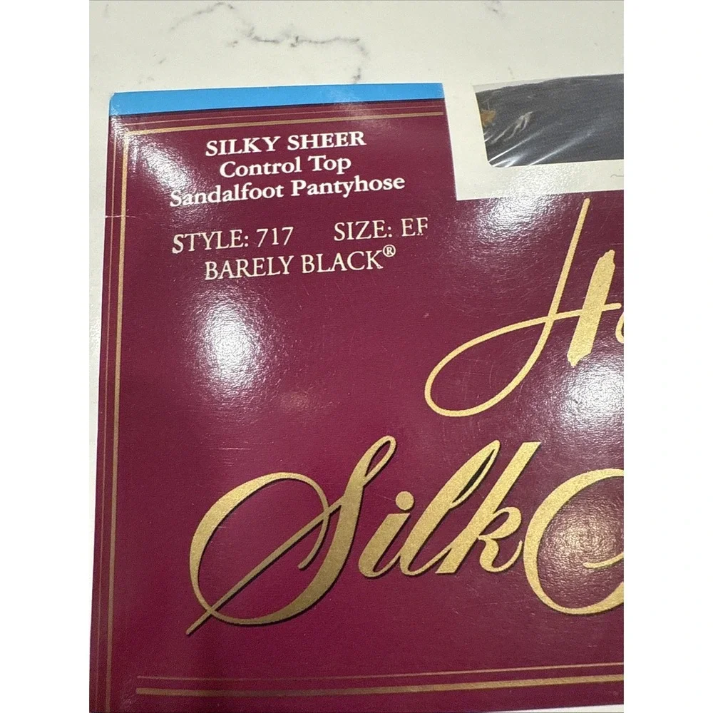 New Hanes Silk Reflections Pantyhose Barely Black Style 717 Sz EF Control Top